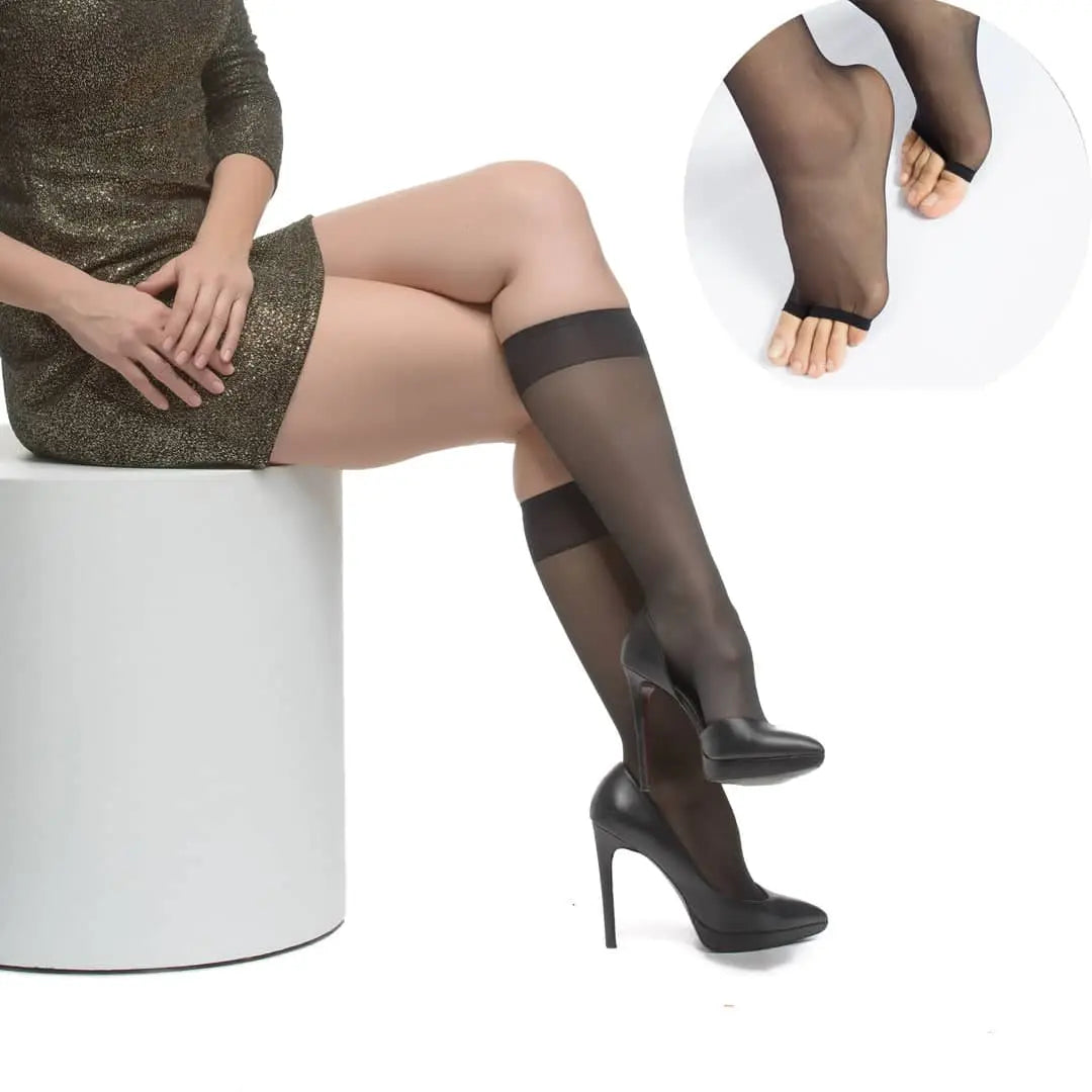 كلسات قصيرة شفافة 15 دن, انعكاس حريري مفتوح الاصابع