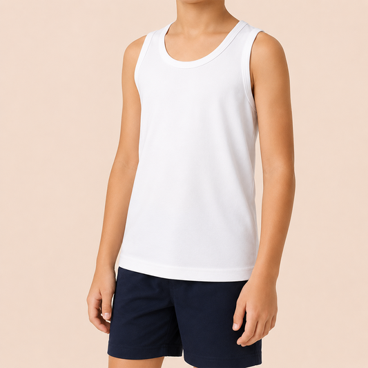 3-pack Boys' White Cotton Tank Top 100%