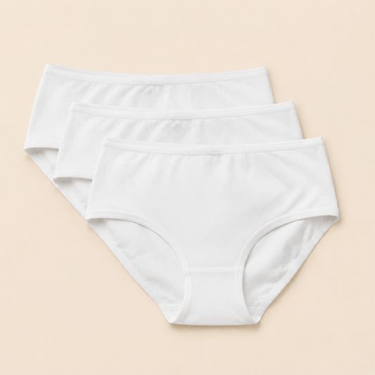 3- pack Girls' White Cotton Briefs
