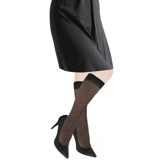 Fashion Mystery Style, Ultra Sheer 20 Den Patterned KneeHigh