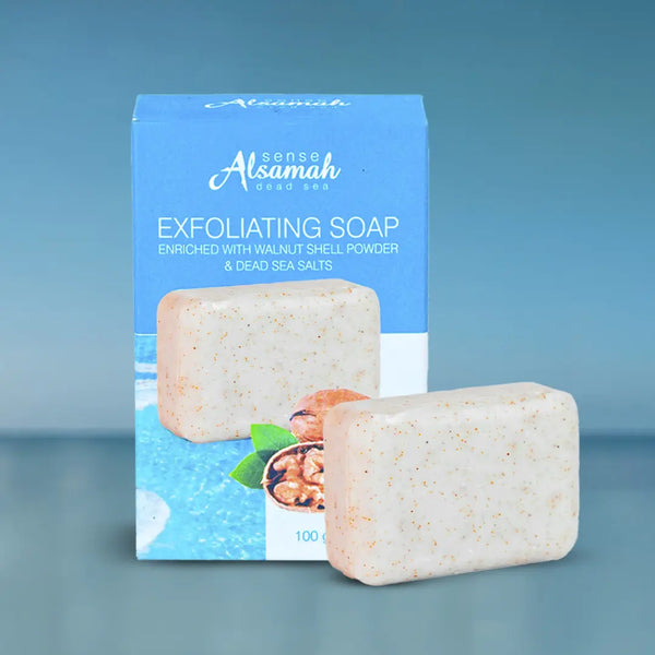 صابون مقشر مع املاح البحر الميت وخلاصة قشور الجوز
