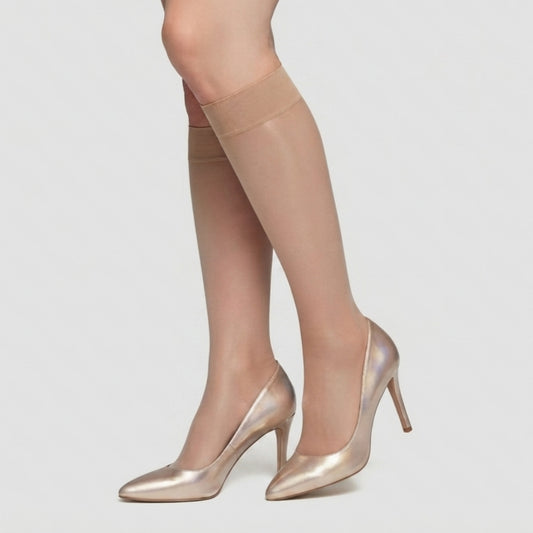 Semi Sheer 30 Den, Silk Reflections, Reinforced Toe KneeHigh