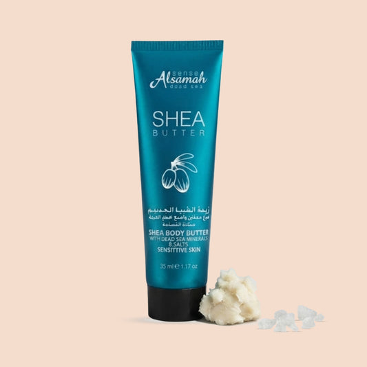 Shea butter for sensitive skin with Dead Sea minerals and salts.