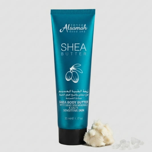Shea butter for sensitive skin with Dead Sea minerals and salts.