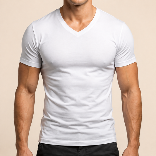 Men's Cotton-Lycra V-Neck Undershirt