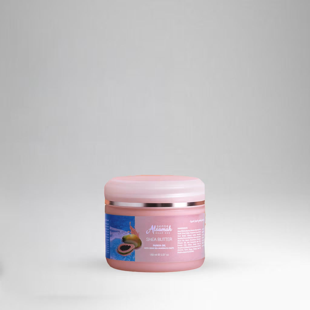 Pink jar with a label on a light gray background