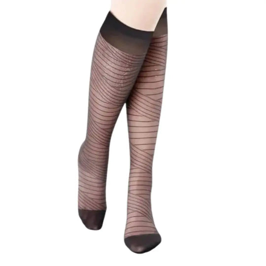Fashion Root Style, Ultra Sheer 20 Den Patterned KneeHigh