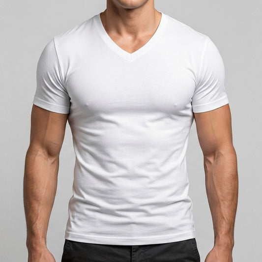 95% Cotton 5% elastane V Kneck Short Sleeve