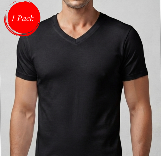 100% Cotton V Neck Short Sleeve