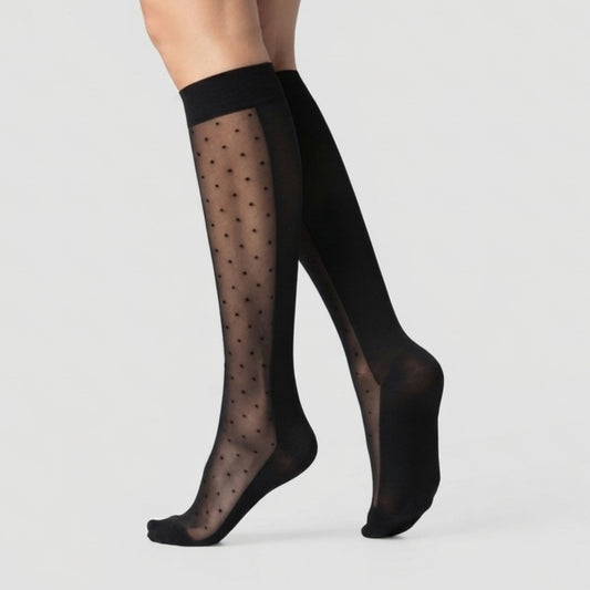 Fashion Bold Style, Ultra Sheer 20 Den Patterned KneeHigh
